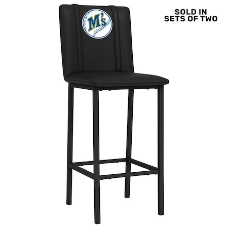 Dreamseat Bar Stool 500 with Seattle Mariners Cooperstown Secondary, 2PK XZ500BSDBLK-PSCOOP0096A